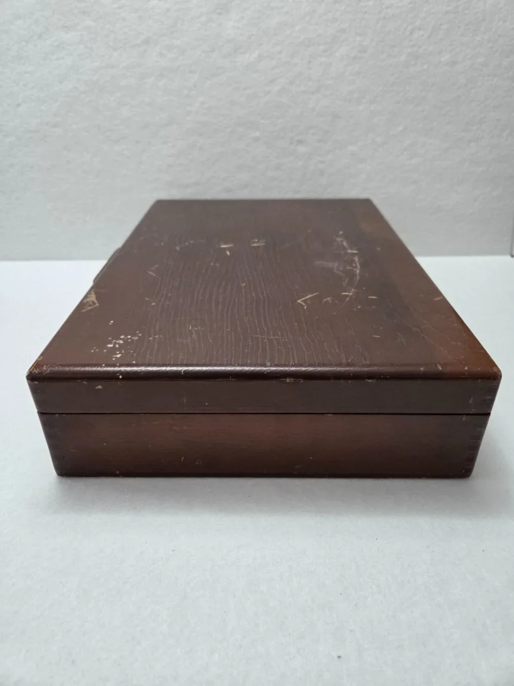 Vintage Brown Wood Anti Tarnish Silverware Flatware Storage Chest